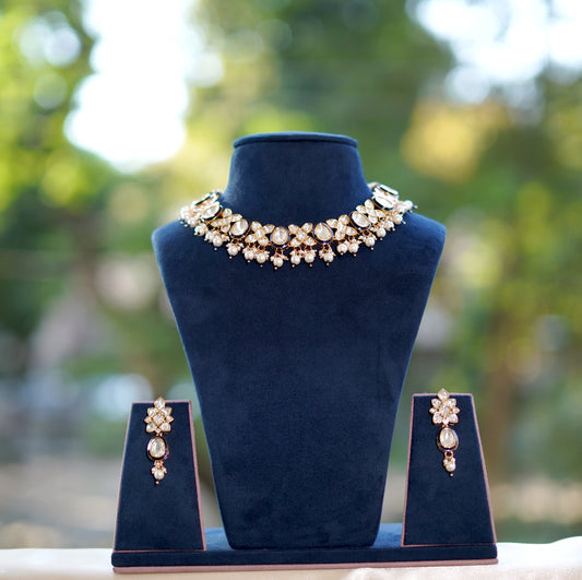 Rose Golden Nazakat Kundan Jewellery Set