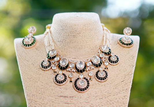 Green Zohra Kundan Necklace Set
