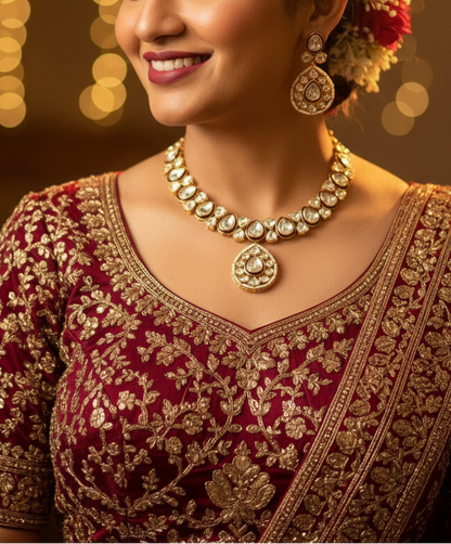 Golden Noorani Bahaar Kundan Jewellery Set