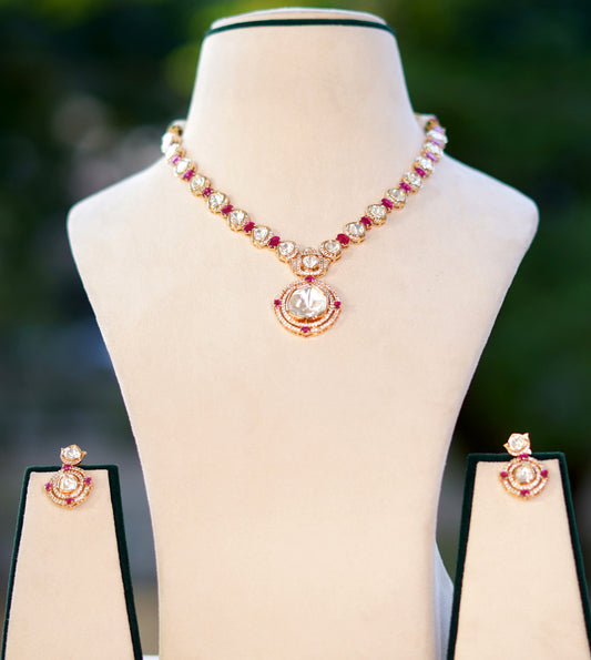 Rani Gulnar Glow Kundan Necklace Set