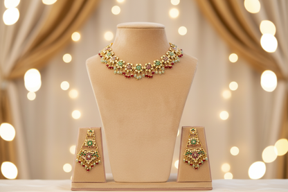 Multicoloured Mughal Jadau Necklace Set