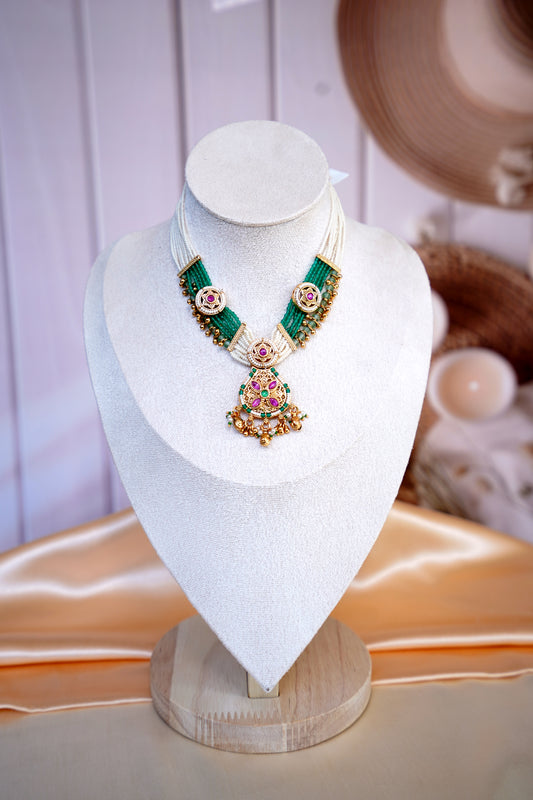 Green Gulzar Temple Jewellery Set