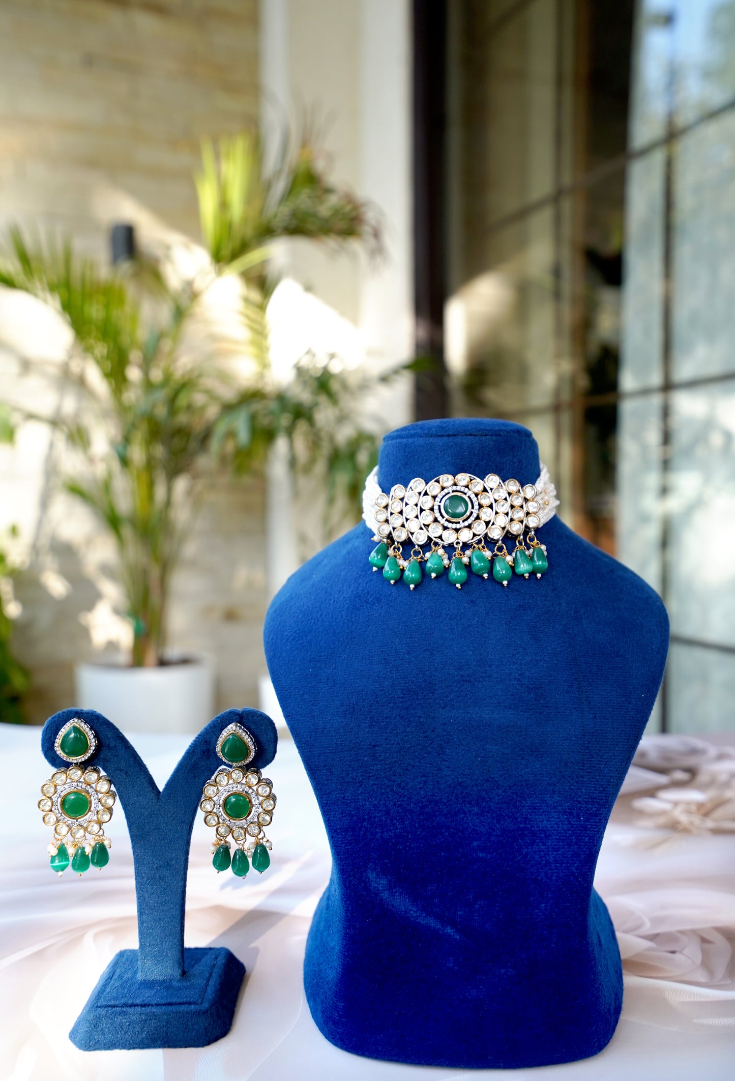 Emerald Zehra Green Choker Set