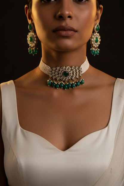 Emerald Zoya Bloom Choker Jewellery Set