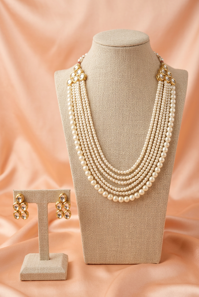 Ivory Radiance Layered Pearl Jewellery Set