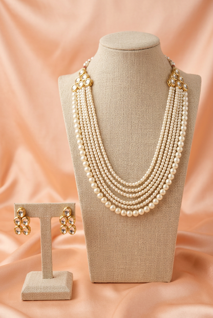 Ivory Radiance Layered Pearl Jewellery Set