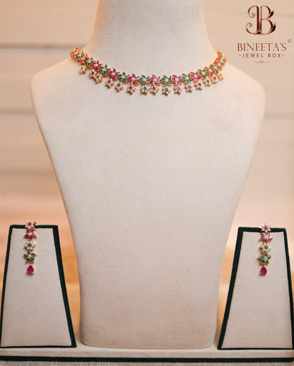 Elvina Ruby-Emerald Necklace Set