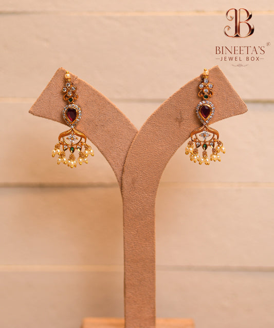 Rudrakshi Ruby Emerald Necklace Set