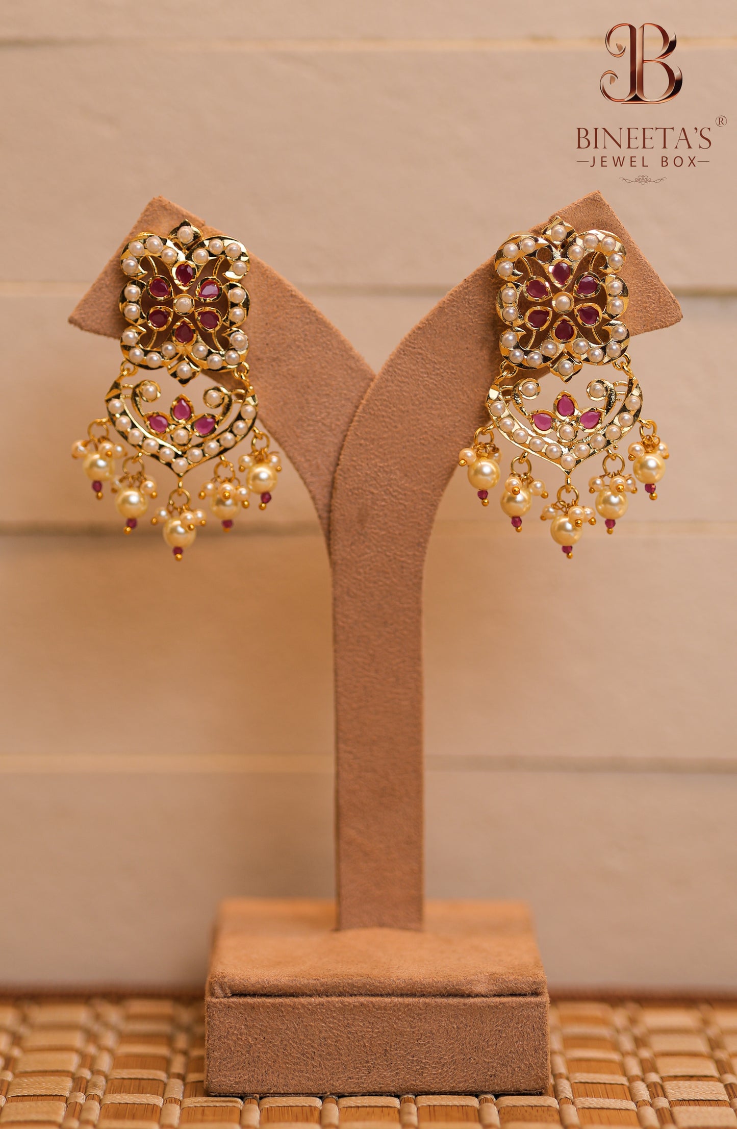 Ruby Pearl Choker Jewellery Set