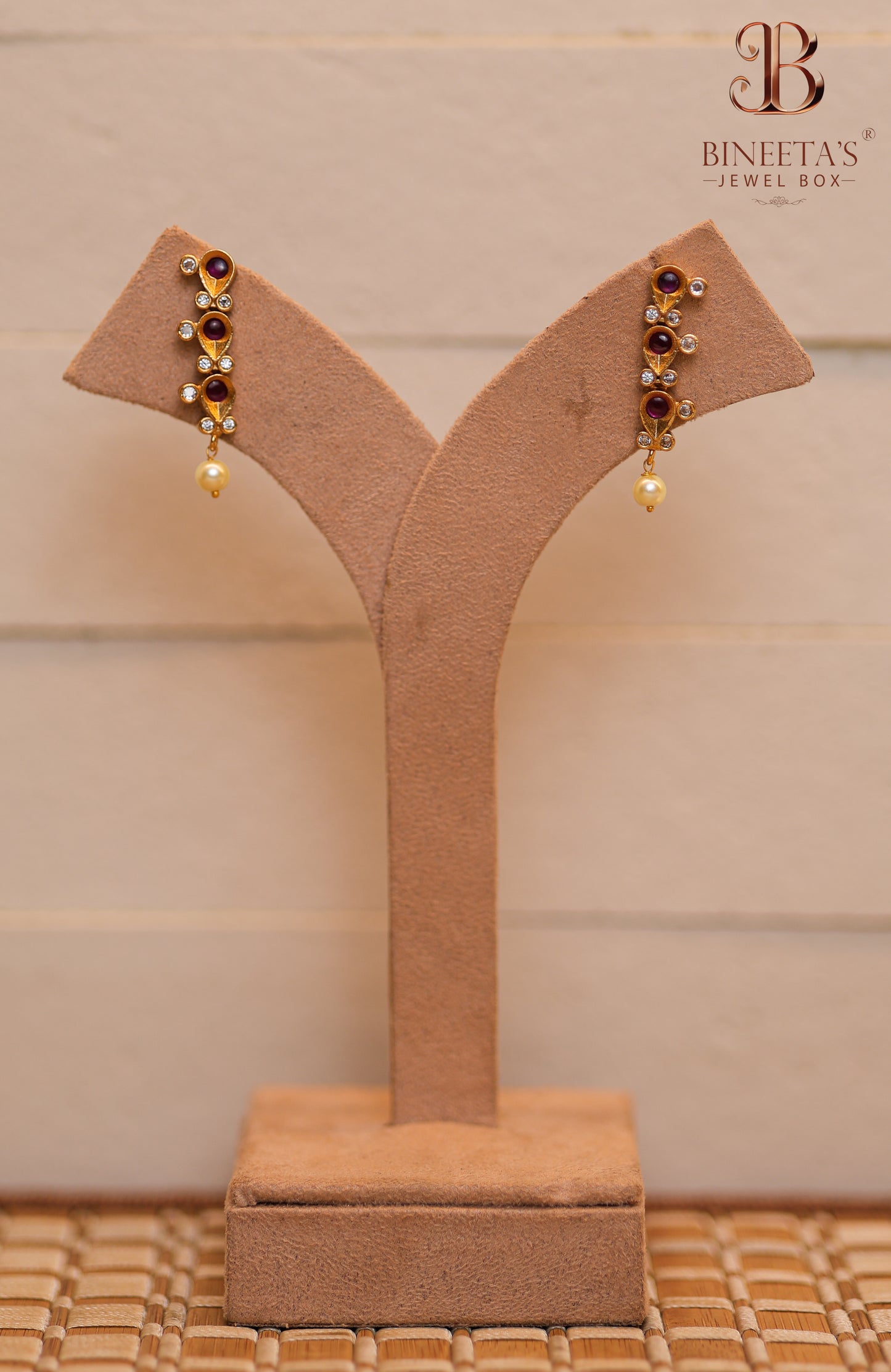 Vedika Pearl Ruby Necklace Set