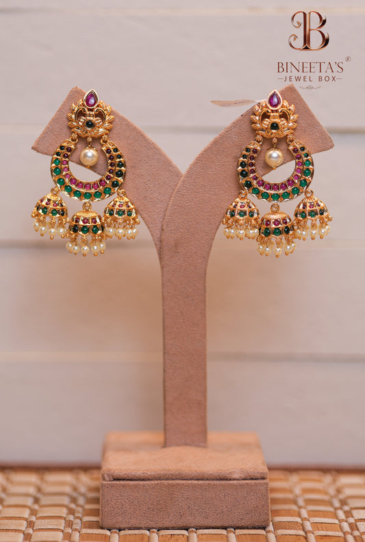 Raga Ruby Emerald Jhumkas