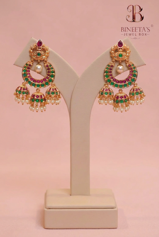 Raga Ruby Emerald Jhumkas