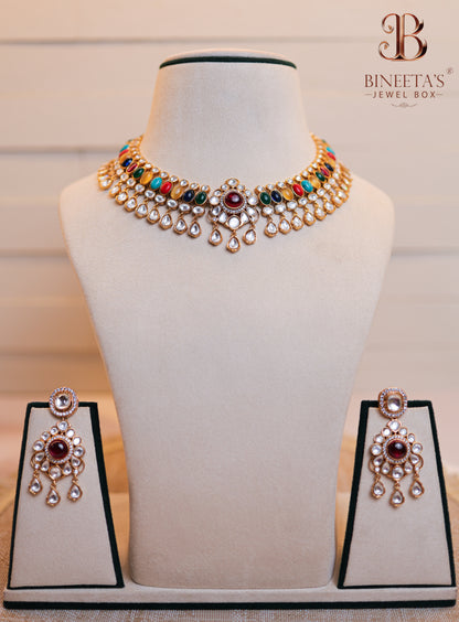 Navya Navratna Necklace Set