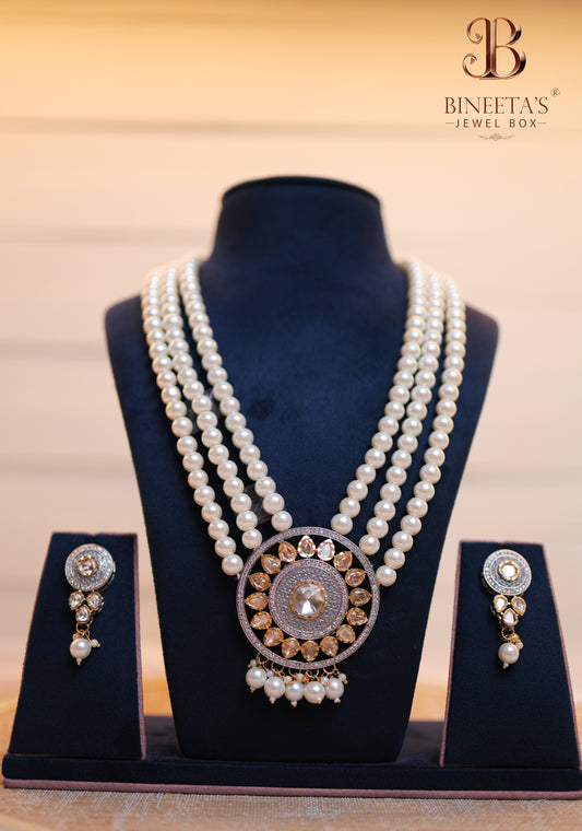 Ivory Kundan Pearl Jewellery Set