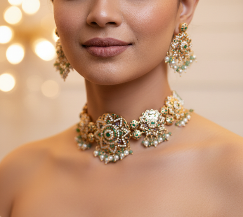 Arzani Emerald Green Choker Set