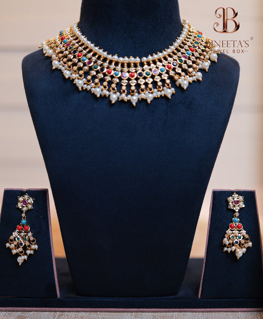 Nayra Navratan Necklace Set
