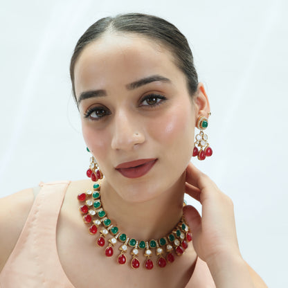 Emerald Ruby Radiance Necklace Set