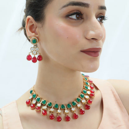 Emerald Ruby Radiance Necklace Set