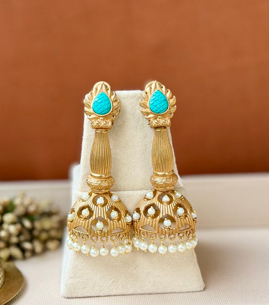 Noorani Turquoise Jhumkas