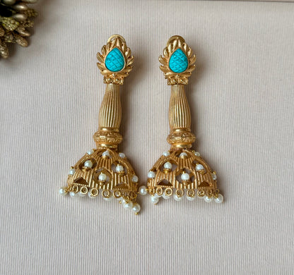 Noorani Turquoise Jhumkas