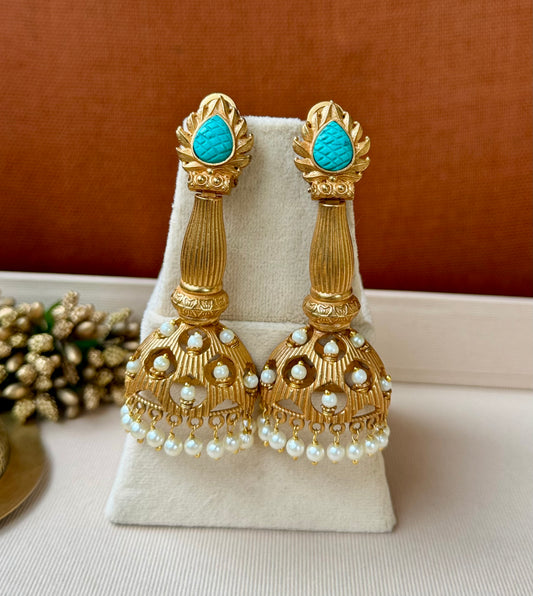 Noorani Turquoise Jhumkas