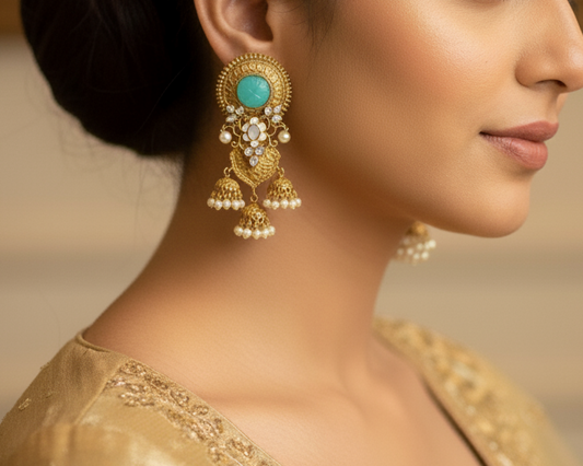Mint Kundan Earrings
