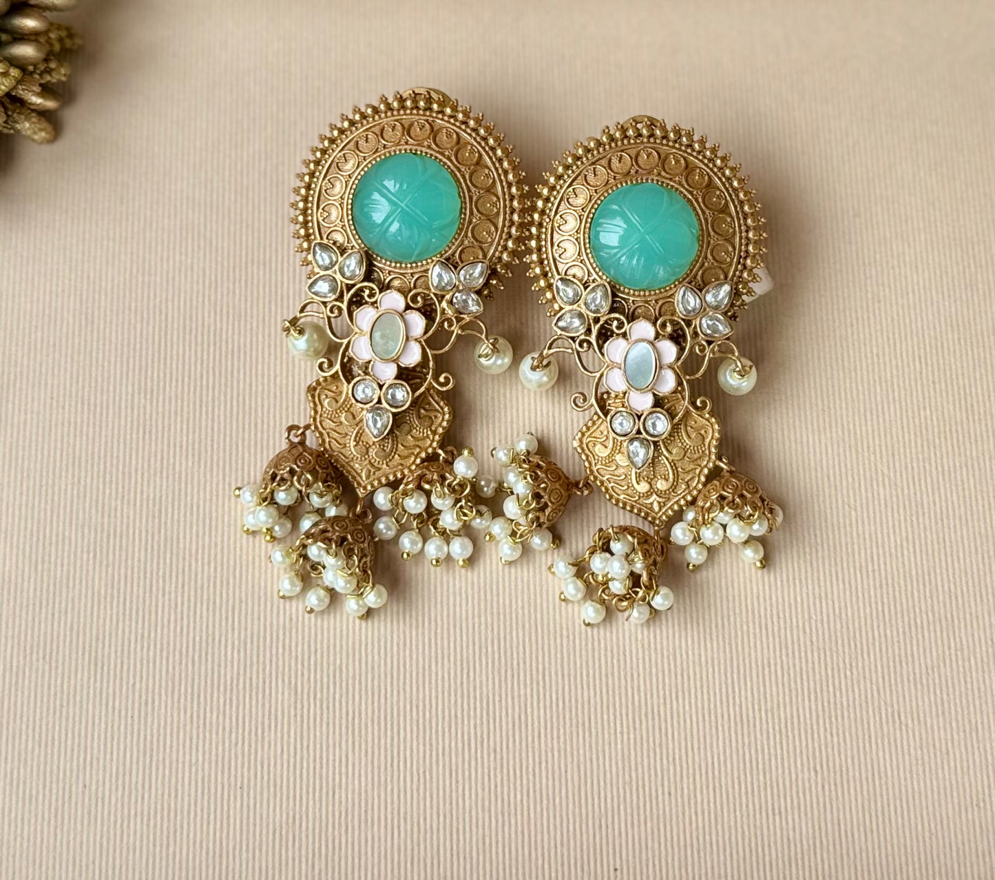 Mint Kundan Earrings