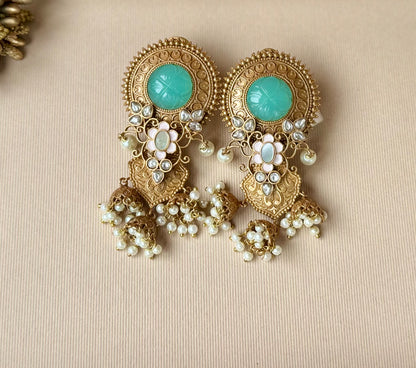 Mint Kundan Earrings