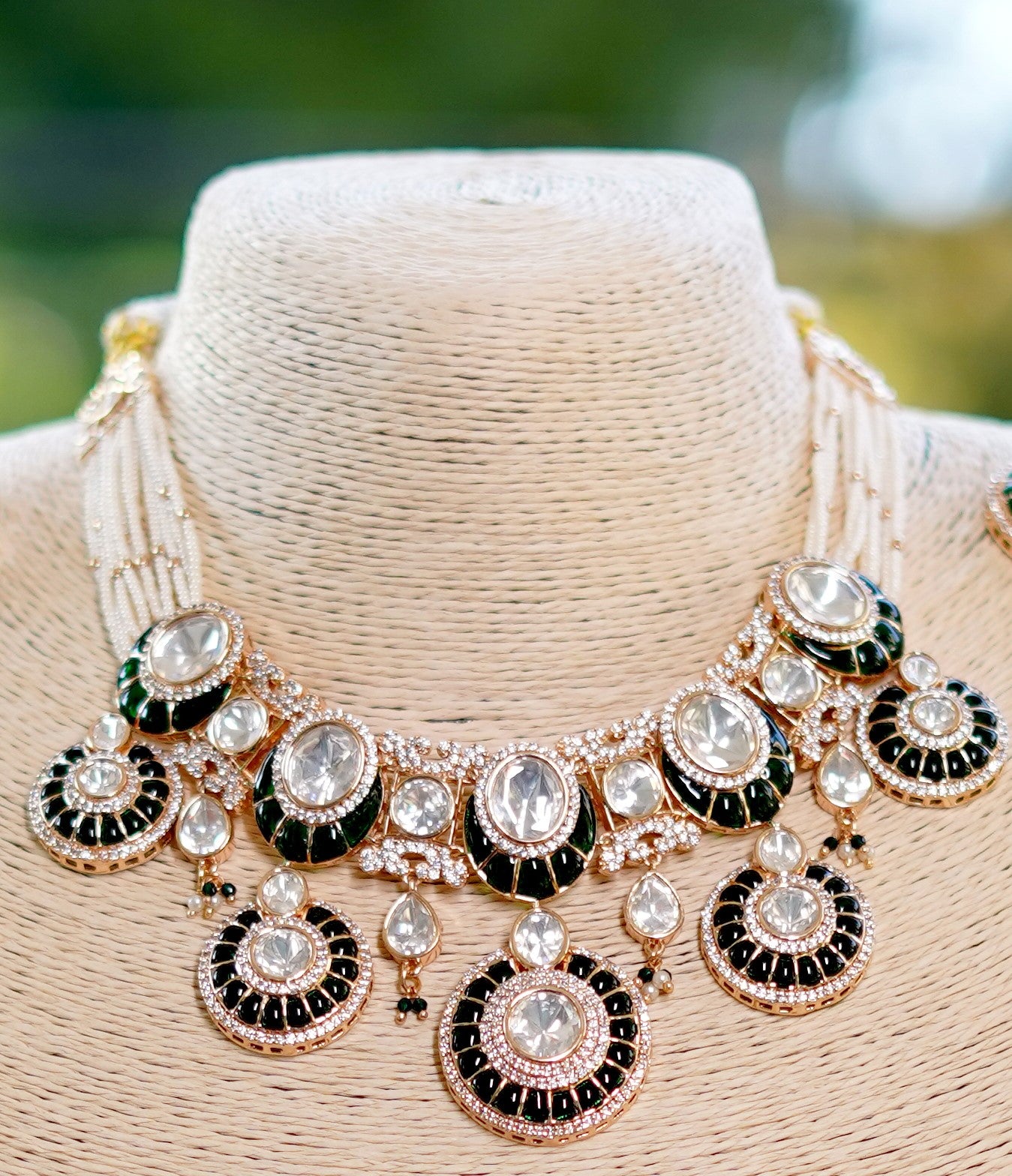 Green Zohra Kundan Necklace Set