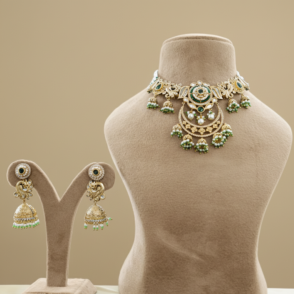 Gold and Emerald Glint Jewellery Set