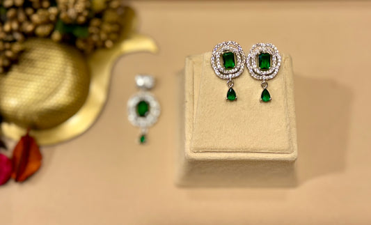 Emerald Halo Pendant Set