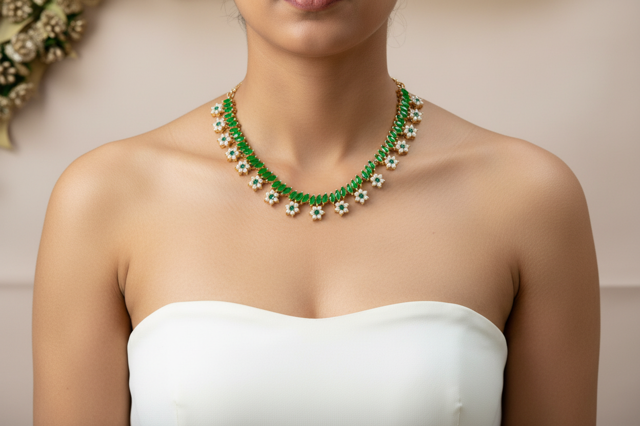 Zehra Emerald Bloom Jewellery Set
