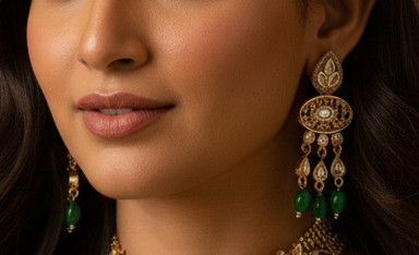 Green Zamurd Adaa Kundan Choker Set