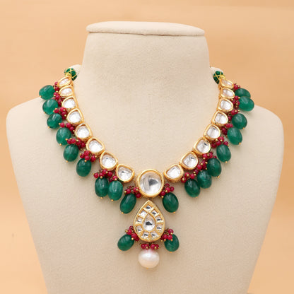 Emerald Rani Kundan Necklace Set