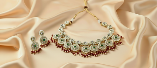 White Sitara Medallion Choker Set