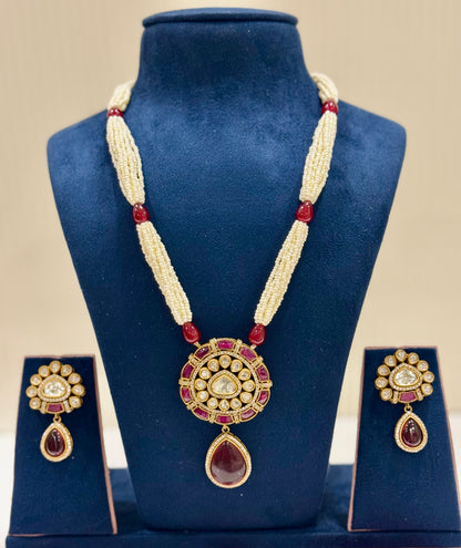 Garnet Red Noorika Pearl Jewellery Set
