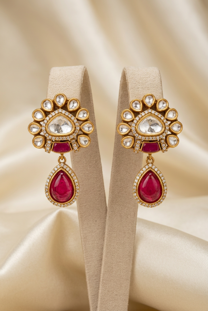 Garnet Red Noorika Pearl Jewellery Set