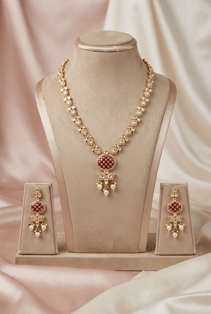 Ravya Ruby Drop Jewellery Set