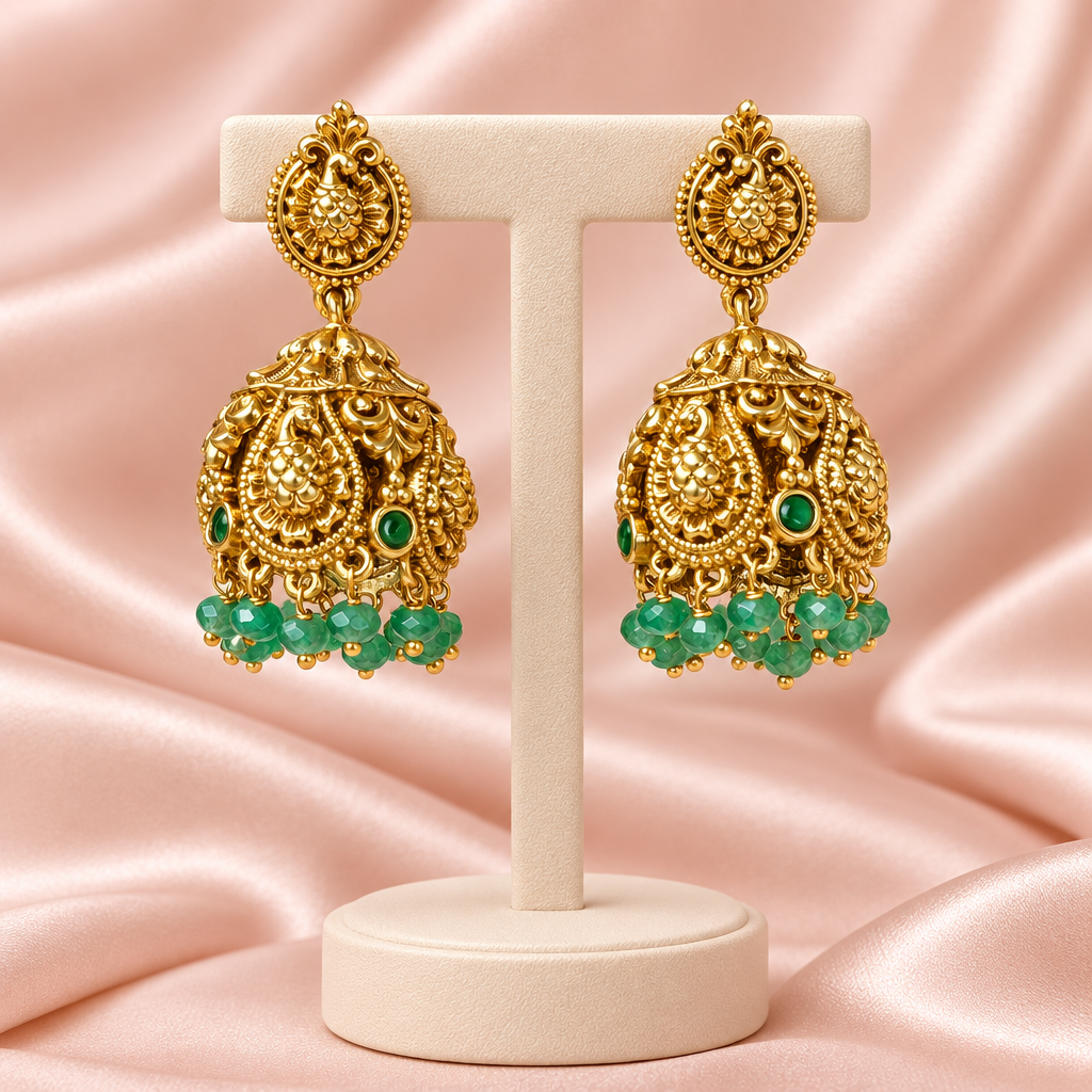 Amayra Green Nakshi Jhumkas