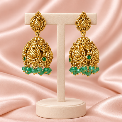 Amayra Green Nakshi Jhumkas