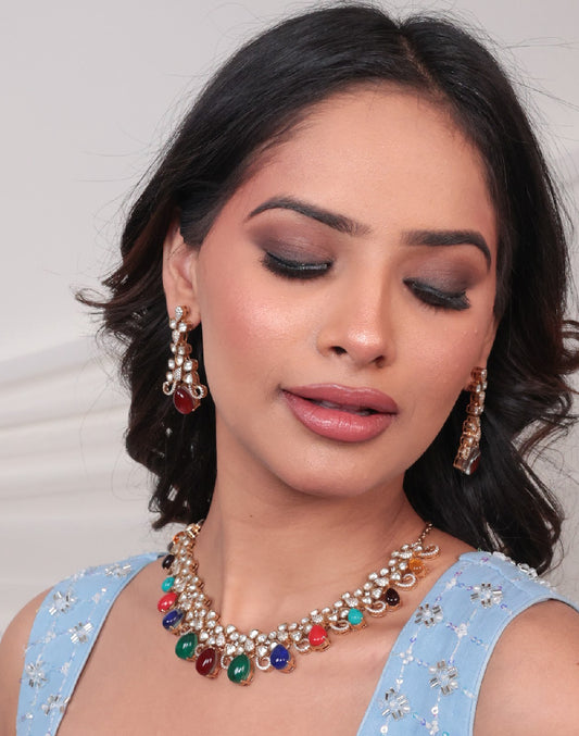 Multicoloured Keya Moissanite Jewellery Set