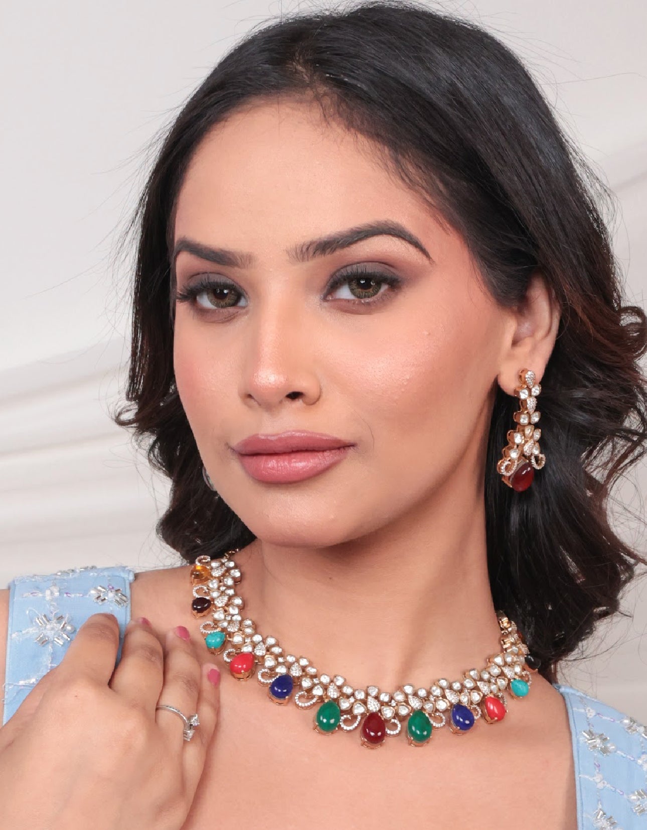 Multicoloured Keya Moissanite Jewellery Set