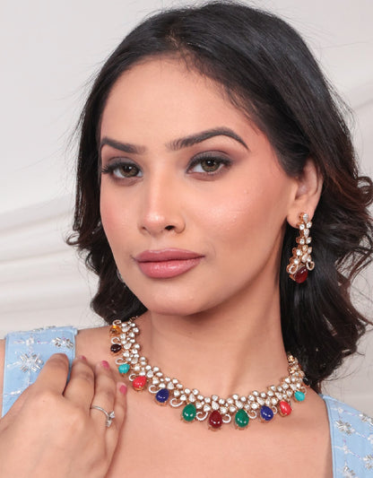 Multicoloured Keya Moissanite Jewellery Set