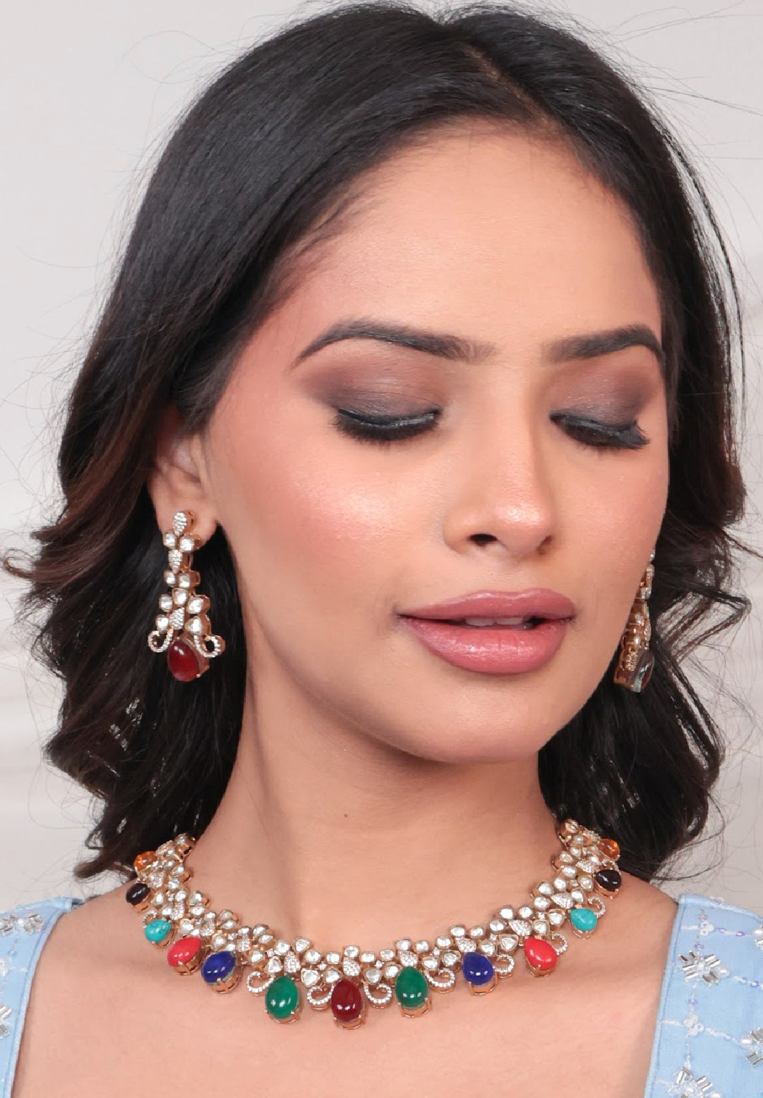Multicoloured Keya Moissanite Jewellery Set