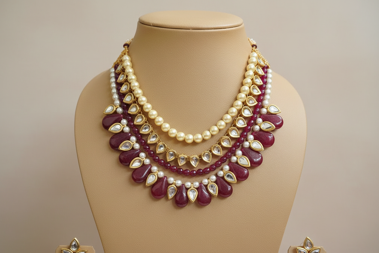 Regal Ruby Cascade Necklace Set