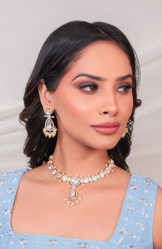 Ivory Abha Drop Kundan Jewellery Set