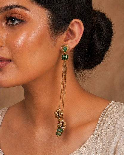Aurelle Cascade Emerald Long Earrings
