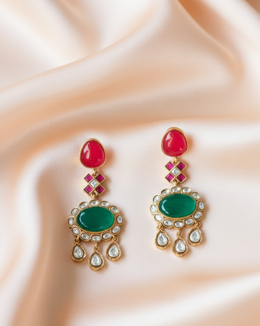 Meher Multicoloured Stones Pendant Set