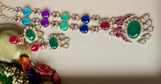 Meher Multicoloured Stones Pendant Set