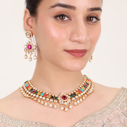 Navya Navratna Necklace Set